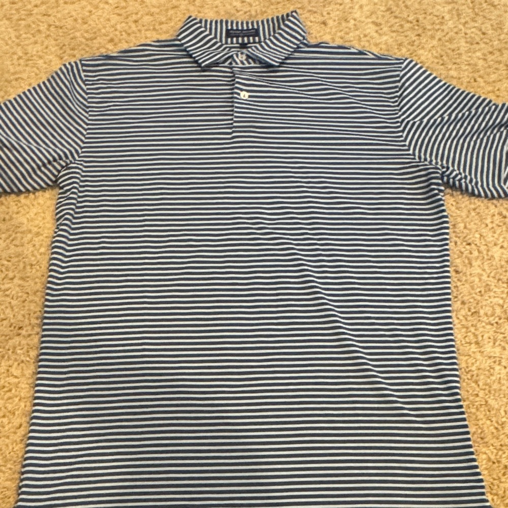 Men's Striped Polo Shirt - Blue and White
